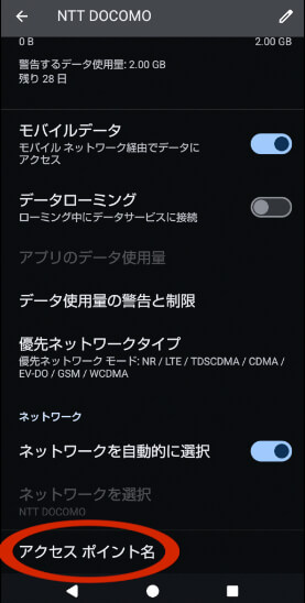 アクセスポイント名（APN）