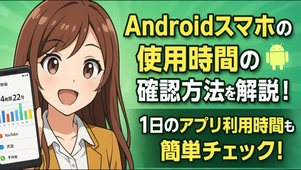 スマホ依存を防げ！Androidスマホの使用時間の確認方法を解説！1日のアプリ利用時間も簡単チェック！